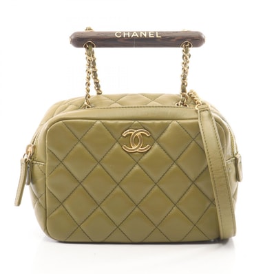シャネル CHANEL マトラッセ ミニ ボウリングバッグ 2WAY ショルダーバッグ バッグ ラムスキン(羊革) レディース カーキ系 AS4198 【中古】