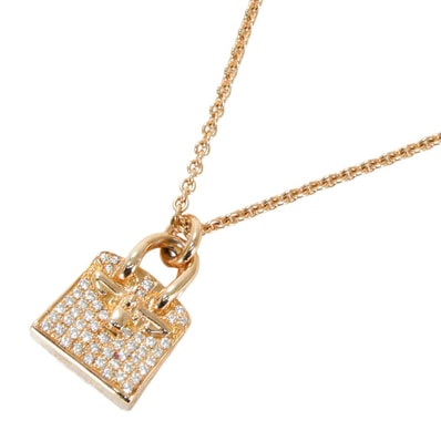 HERMES エルメス ネックレス アミュレット ケリー K18ピンクゴールド/ダイアモンド0.22ct ローズゴールド金具 新品同様【中古】