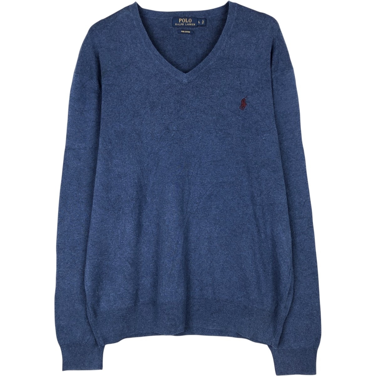古着 ラルフローレン Ralph Lauren POLO RALPH LAUREN Vネック ピマコットンニットセーター メンズL相当/eaa654167