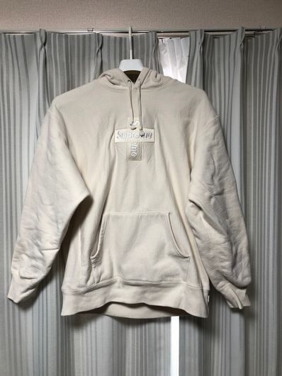 Supreme Cross Box Logo Hooded Sweatshirt "Natural"
