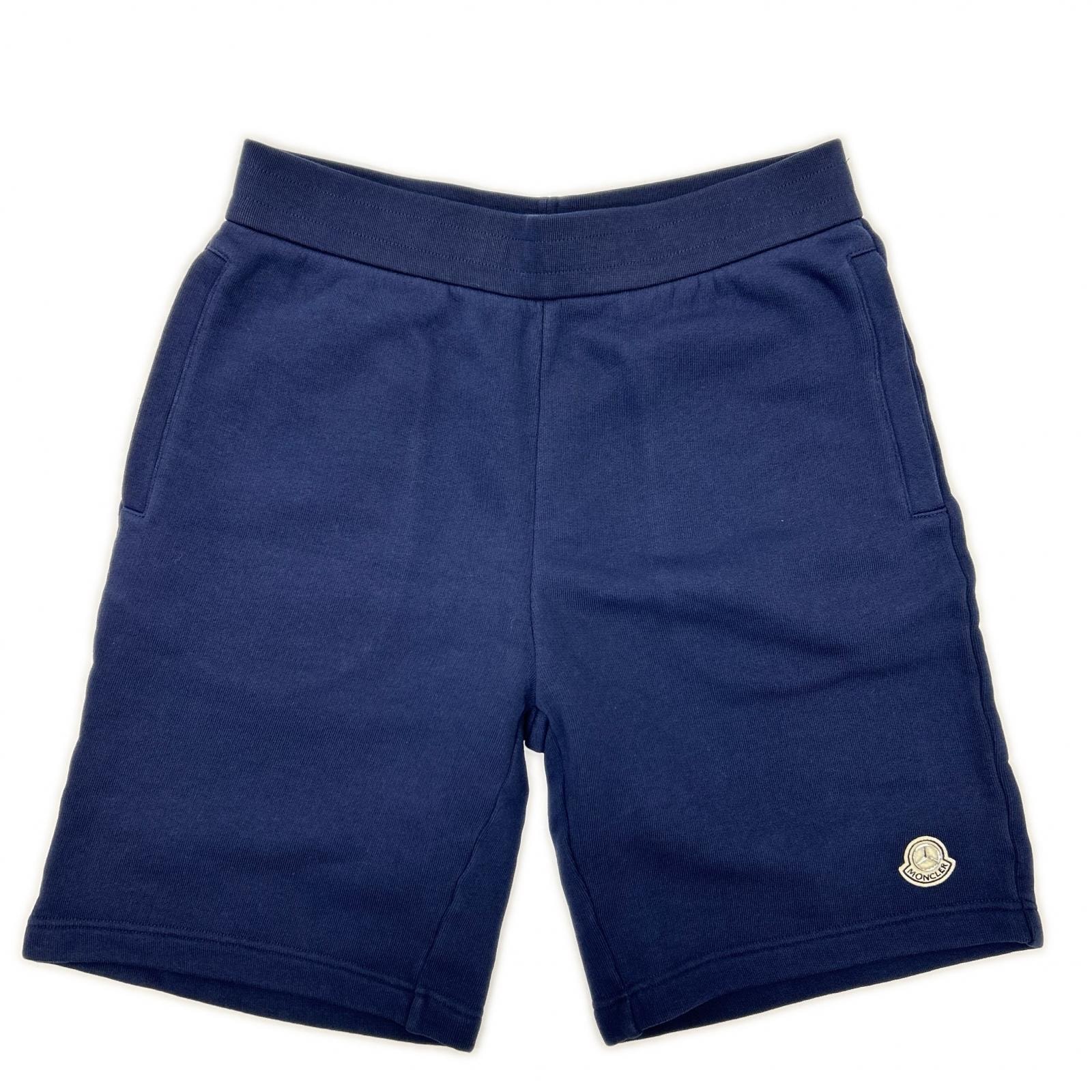 モンクレール 【GENIUS】×MERCEDES-BENZ BY NIGO 25SS SHORTS ネイビー×イエロー コットン ロゴ刺繍 スウェットショーツ M