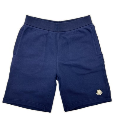モンクレール 【GENIUS】×MERCEDES-BENZ BY NIGO 25SS SHORTS ネイビー×イエロー コットン ロゴ刺繍 スウェットショーツ M