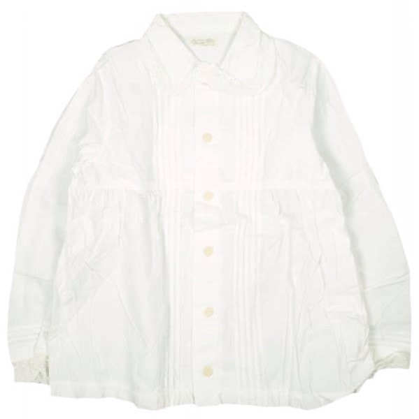 BEAMS BOY ビームスボーイ ラウンドカラーレースブラウス O.BRD丸襟Pタックレース 13-11-0037-867 ONE SIZE WHITE 長袖 プリーツ シャツ トップス g13932