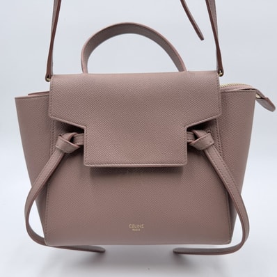 CELINE(セリーヌ)ナノ ベルトバッグ ハンドバッグ グレインカーフ ピンク系 ゴールド金具
