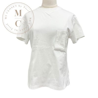 エルメス HERMES 半袖 ポケットTシャツ コットン ホワイト 刺繍