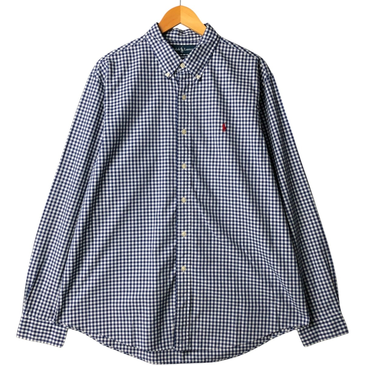 古着 ラルフローレン Ralph Lauren CUSTOM FIT ギンガムチェック 長袖 ボタンダウンチェックシャツ メンズXL相当/eaa570112