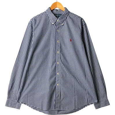 古着 ラルフローレン Ralph Lauren CUSTOM FIT ギンガムチェック 長袖 ボタンダウンチェックシャツ メンズXL相当/eaa570112