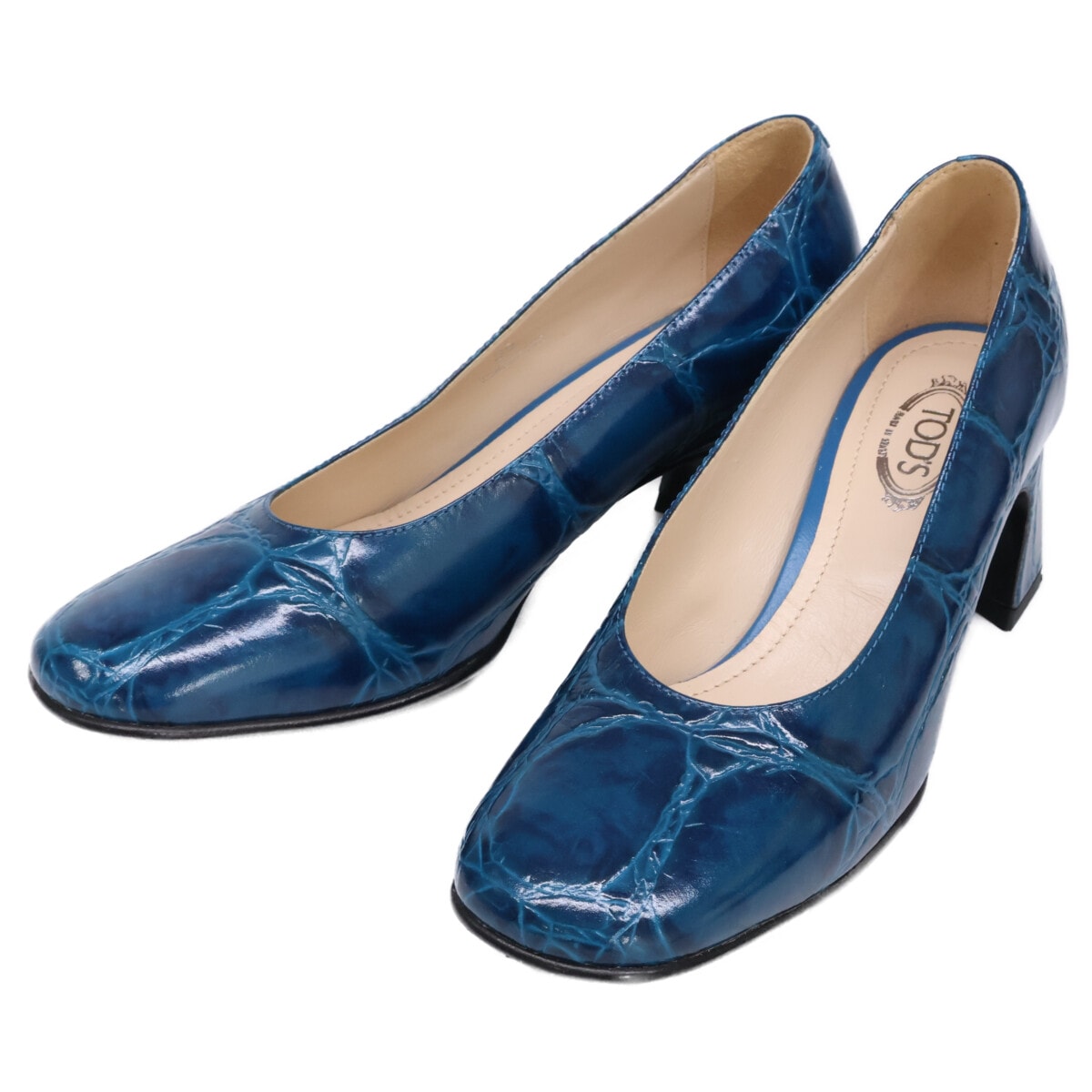 トッズ 【美品】型押しレザー ラウンドトゥ  35