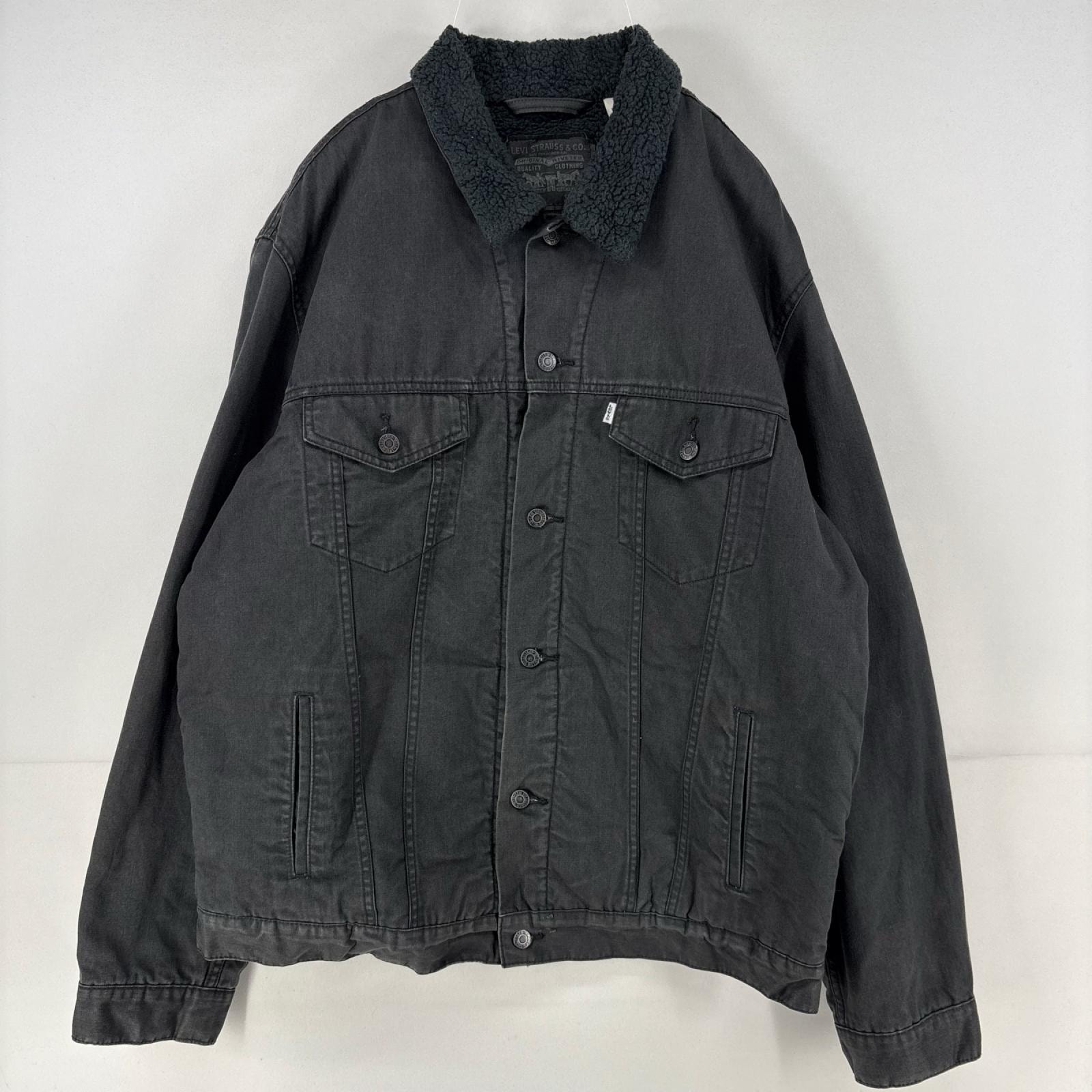 古着 リーバイス Levi's デニム ジャケット 胸ポケット ボアライナー トラッカージャケット 大きいサイズ 2XL ブラック メンズ