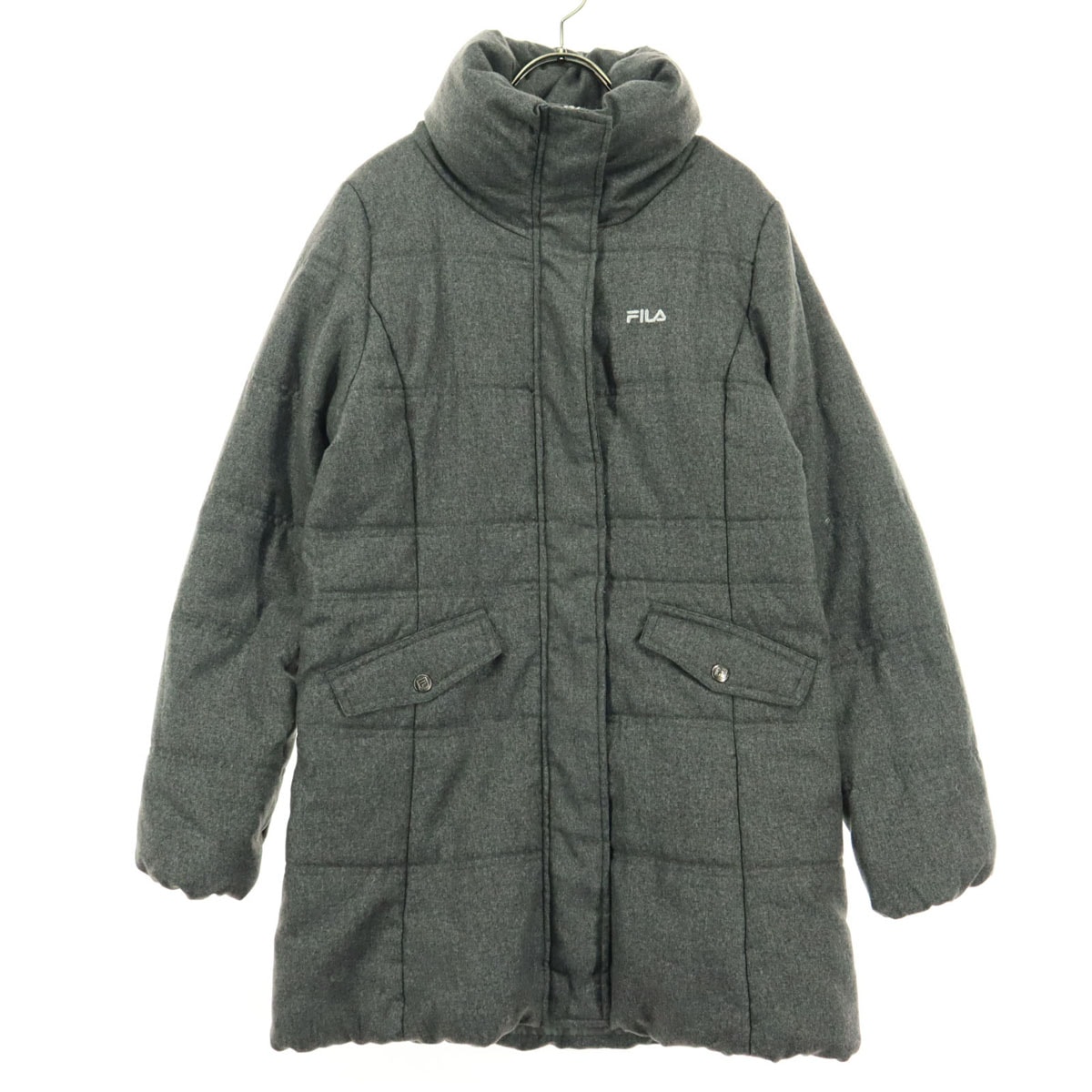 FILA フィラ ワンポイントロゴ 長袖 ハイネック 中綿ジャケット M グレー