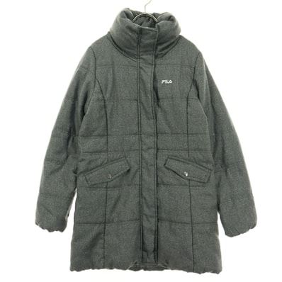 FILA フィラ ワンポイントロゴ 長袖 ハイネック 中綿ジャケット M グレー