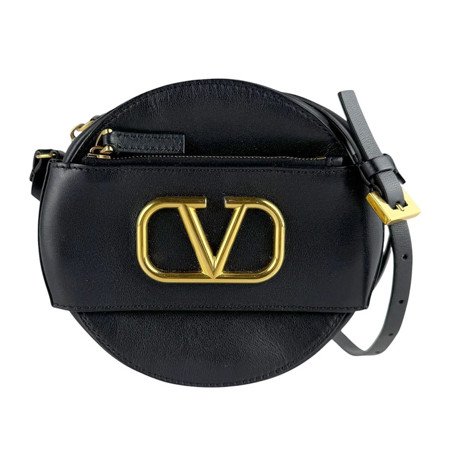ヴァレンティノ ガラヴァーニ Valentino Garavani ショルダーバッグ レザー ブラック レディース【中古】 z10104