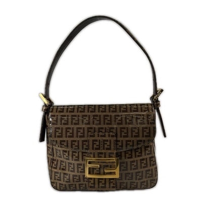 美品 FENDI フェンディ ズッキーノ ミニマンマ ショルダーバッグ エナメル ブラウン レディース ワンショルダー【中古】