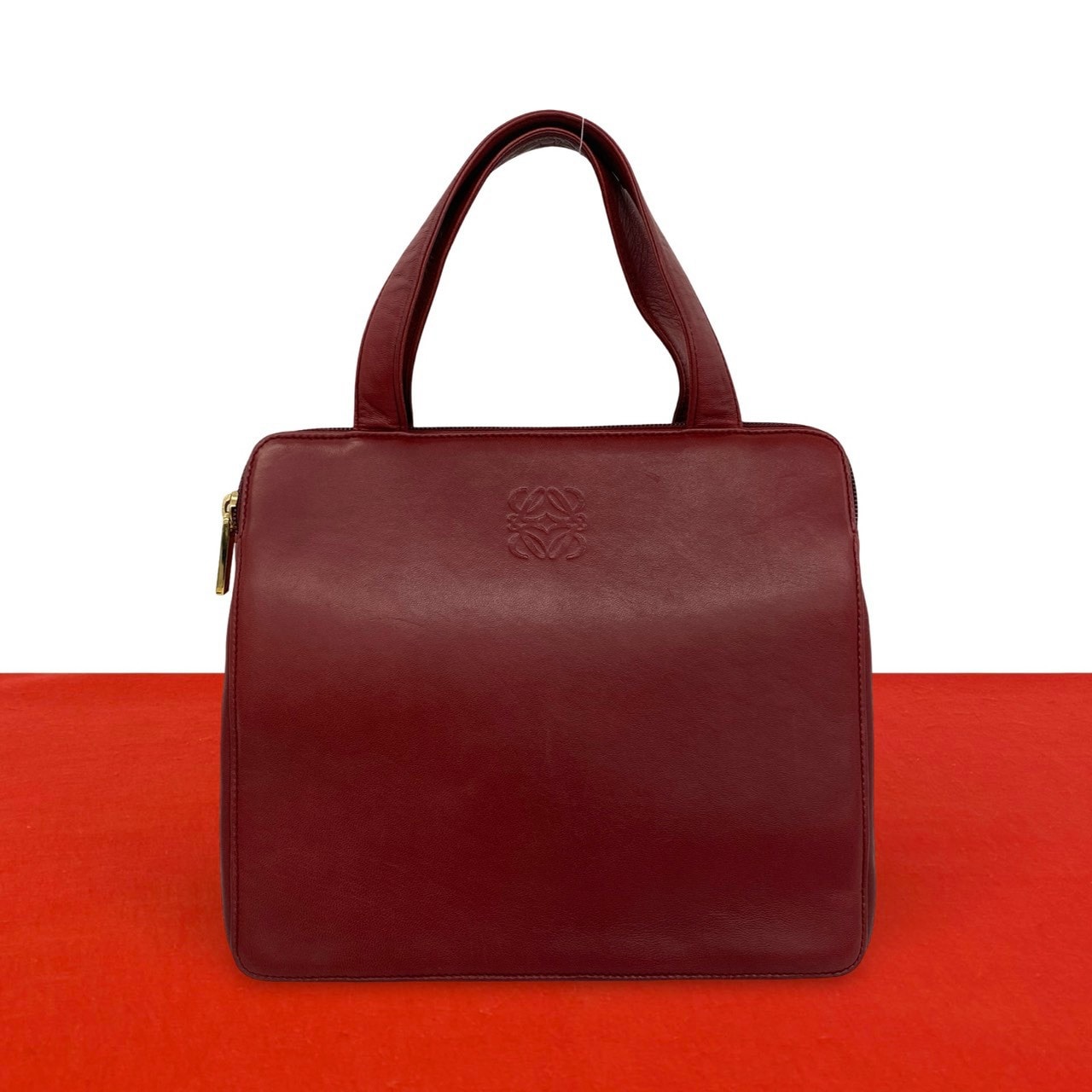 LOEWE ロエベ アナグラム ロゴ レザー ハンドバッグ ワインレッド
 62505