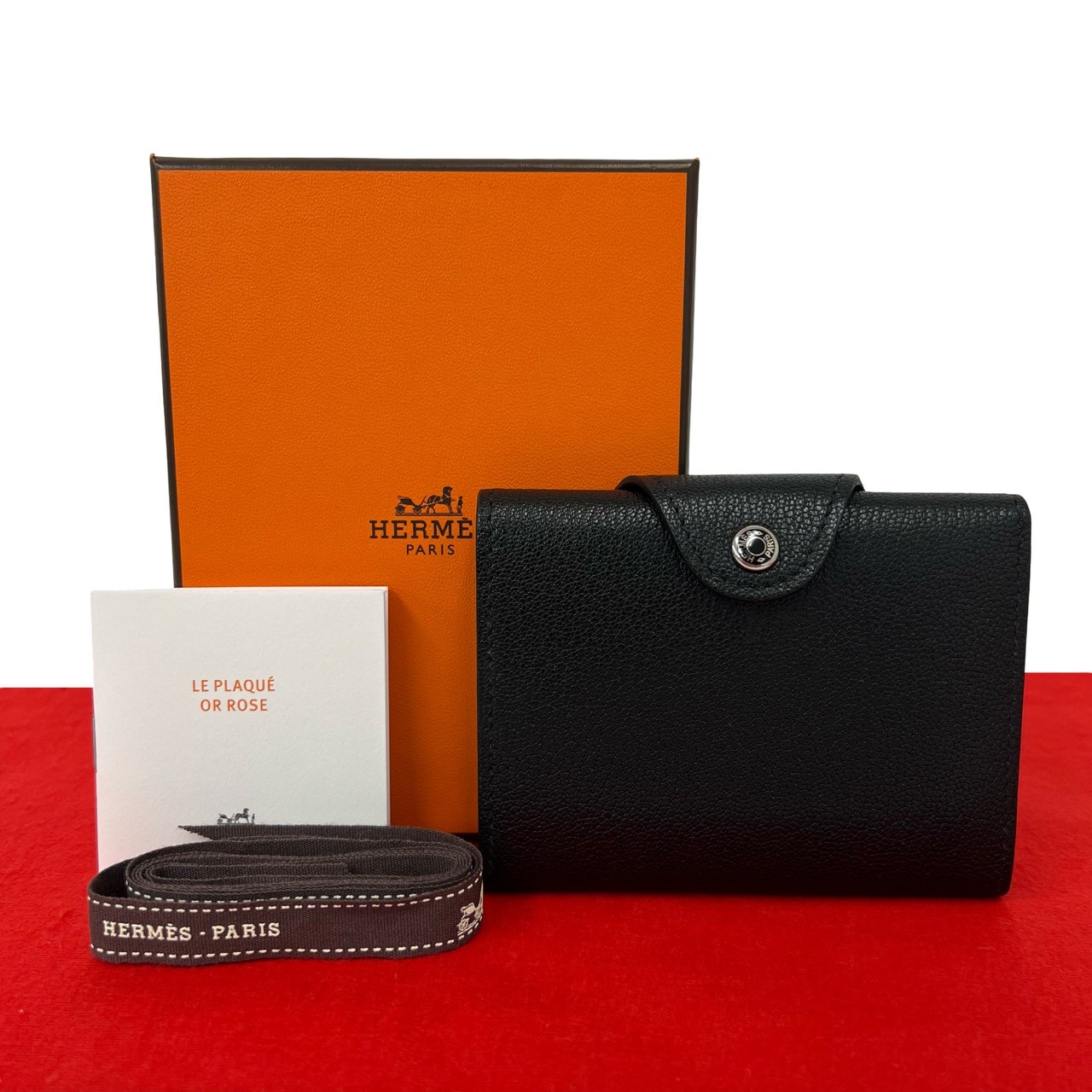 HERMES エルメス イリアード コンパクト ウォレット レザー 二つ折り財布 ブラック
 74157