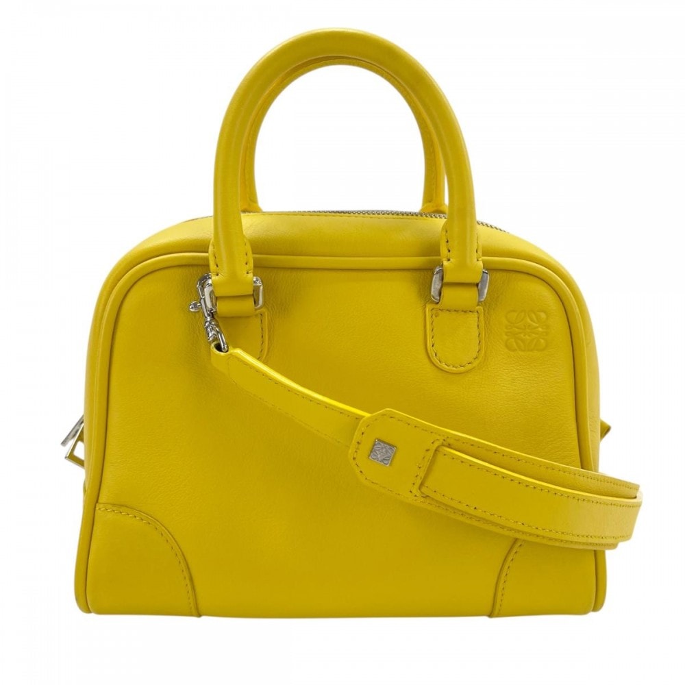 LOEWE ロエベ 2WAY アナグラム 斜め掛け ハンドバッグ ショルダーバッグ アマソナ75    イエロー シルバー金具 レディース【中古品】