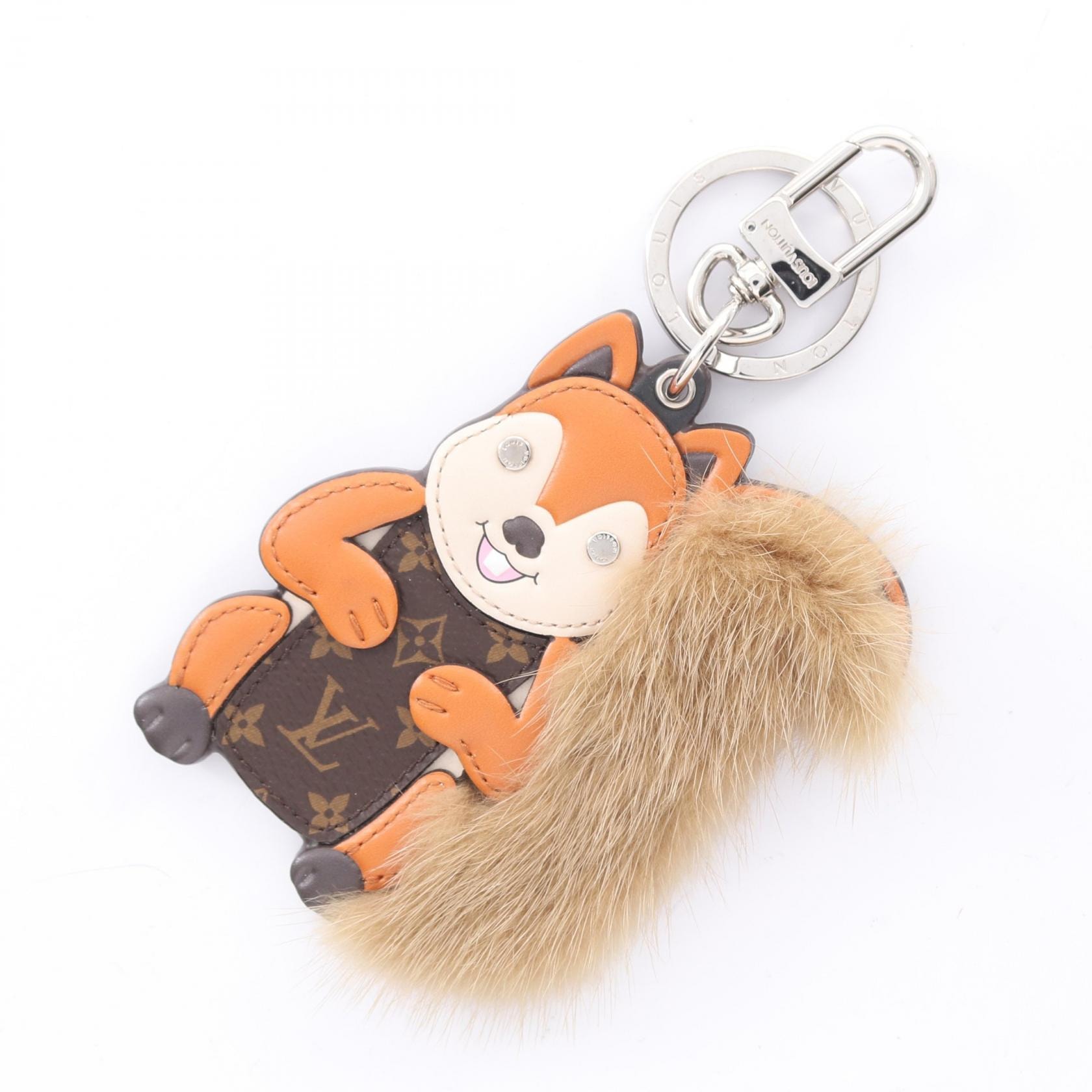ルイ・ヴィトン LOUIS VUITTON ポルトクレ スクワール モノグラム キーホルダー アクセサリー レザー PVC / ファー モノグラム ベージュ レディース ブラウン系 / ベージュ系 M00345 【中古】