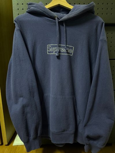 Supreme KAWS Chalk Logo Hooded Sweatshirt "Washed Navy"(2021)
