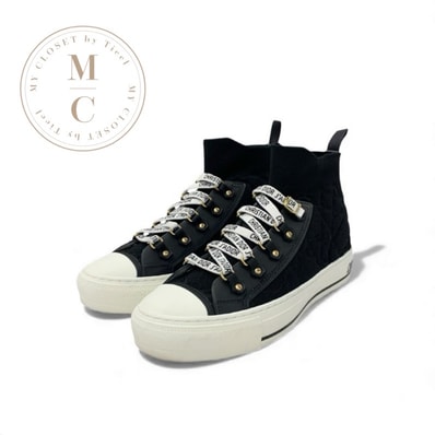 クリスチャンディオール CHRISTIAN DIOR WALK'N'DIOR スニーカー 靴 シューズ ファブリック ブラック ホワイト