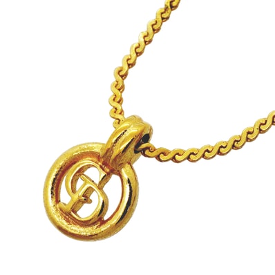 ★SALE【6jgb0404】クリスチャンディオール ネックレス CDロゴ GPメッキ ゴールド【中古】レディース