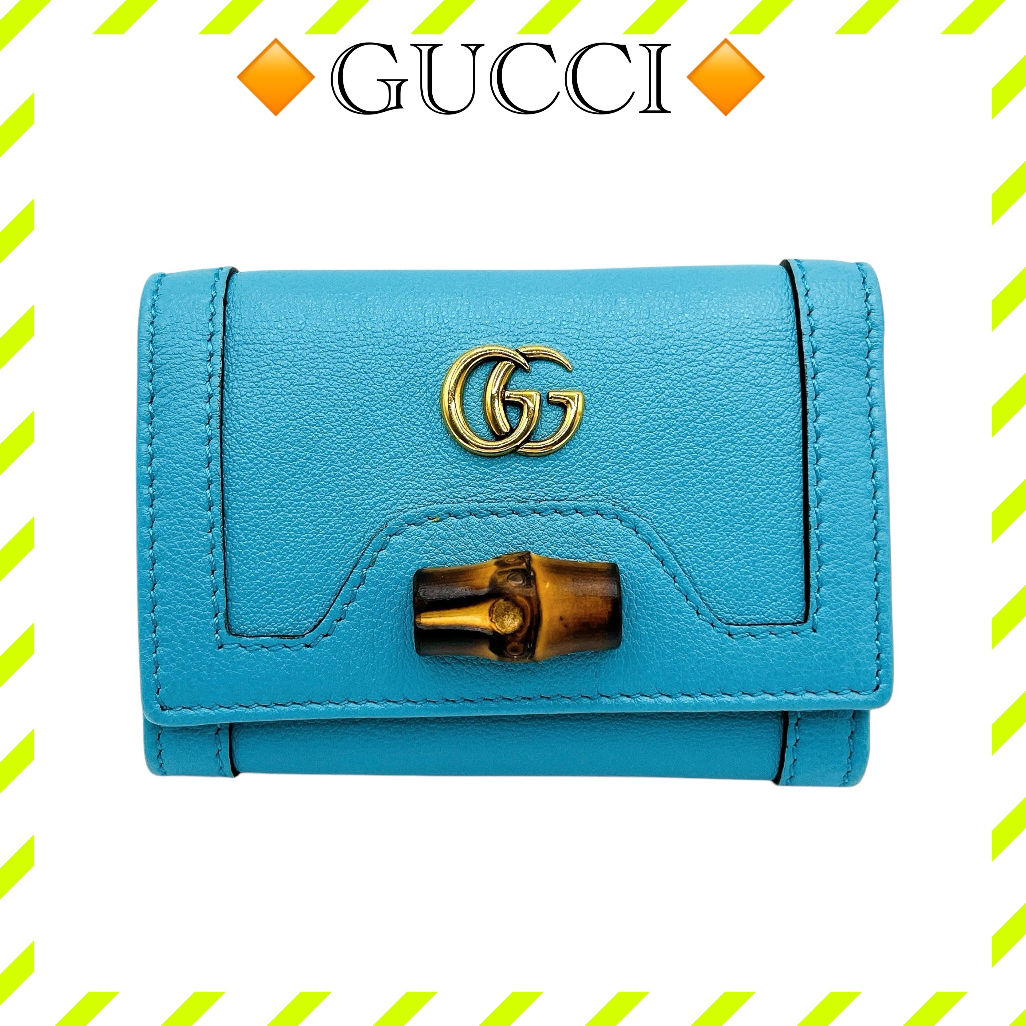 GUCCI Diana Medium Wallet With Bamboo "Light Blue"