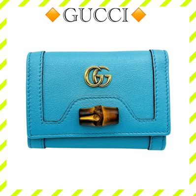 GUCCI Diana Medium Wallet With Bamboo "Light Blue"
