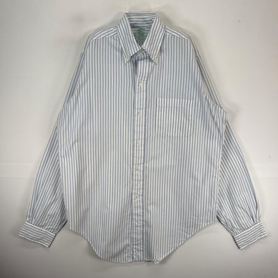 古着 70's/70年代 ヴィンテージ ブルックスブラザーズ Brooks Brothers USA製 長袖シャツ ボタンダウン Makers 6ボタン M 水色系 ストライプ メンズ
