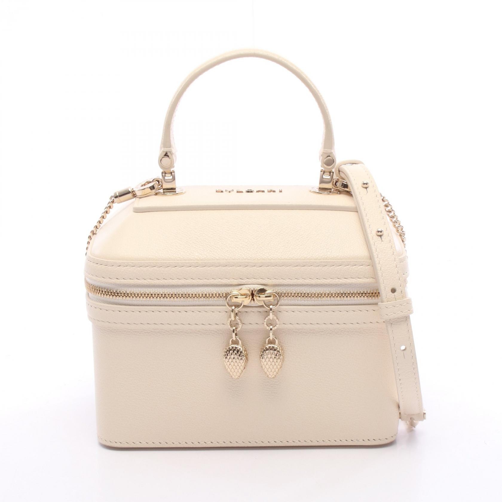 ブルガリ BVLGARI セルペンティ ジュエリーボックス 2WAY ハンドバッグ バッグ レザー レディース アイボリー系 【中古】