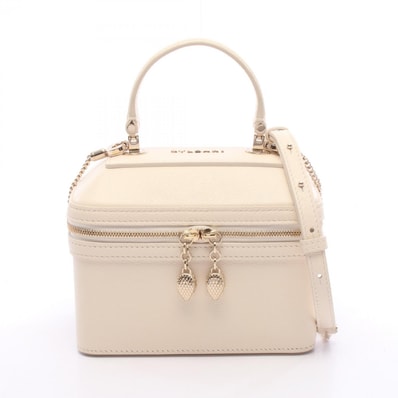 ブルガリ BVLGARI セルペンティ ジュエリーボックス 2WAY ハンドバッグ バッグ レザー レディース アイボリー系 【中古】