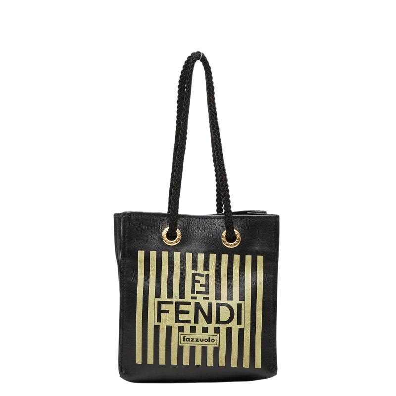 フェンディ Fazzuolo ミニ ハンドバッグ ブラック イエロー レザー レディース FENDI 【中古】