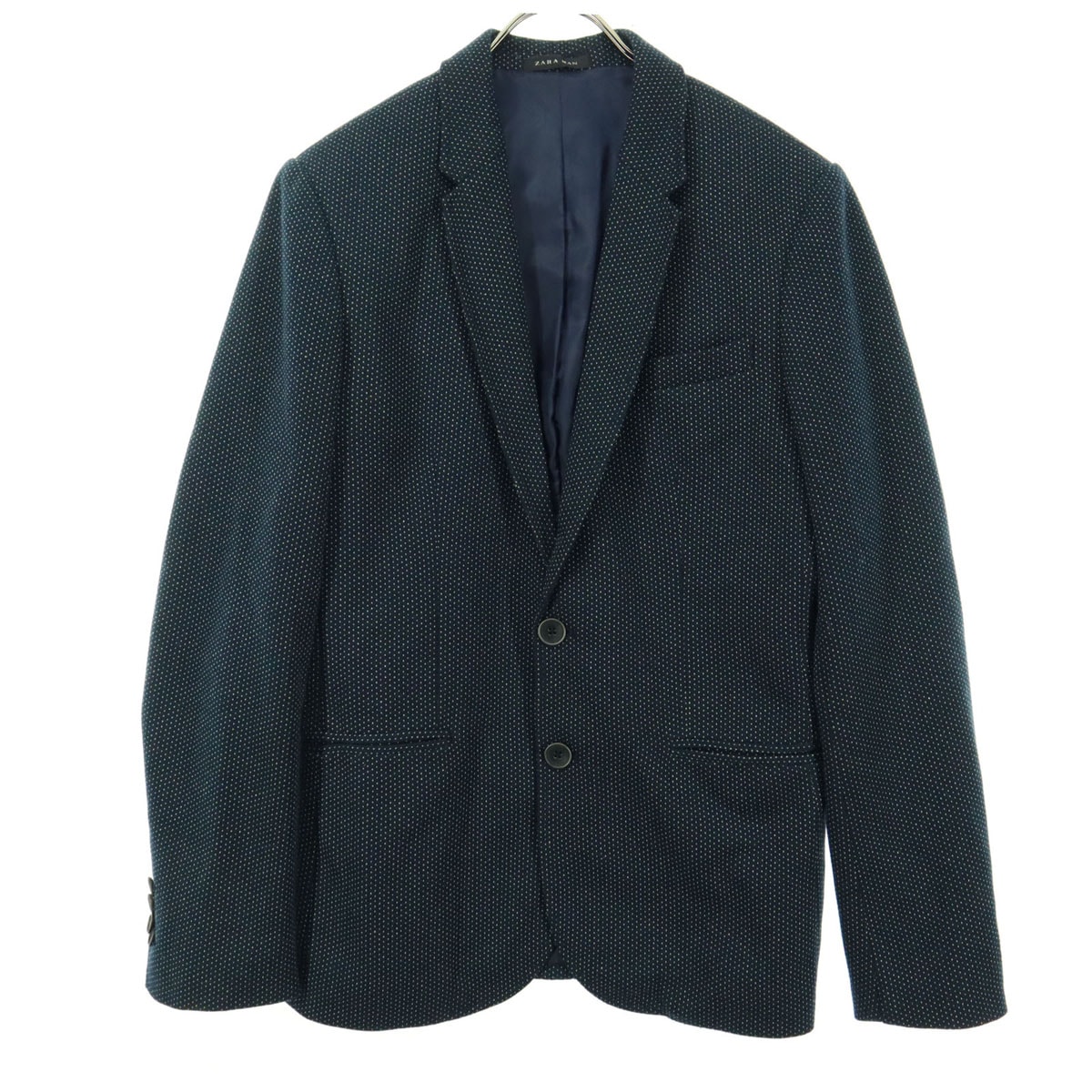 ZARA MAN ザラマン 総柄 長袖 テーラードジャケット 48 ネイビー
