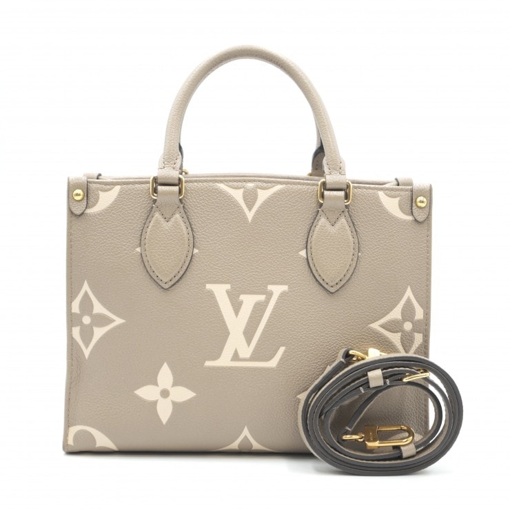 LOUIS VUITTON(ルイ・ヴィトン)オンザゴー PM ハンドバッグ 2WAY ショルダーバッグ モノグラム アンプラント トゥルトレール クレーム レザー ゴールド金具 レディース 【中古】
