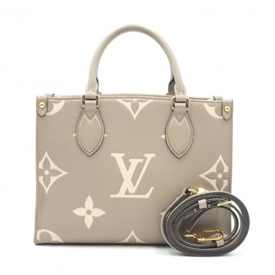 LOUIS VUITTON(ルイ・ヴィトン)オンザゴー PM ハンドバッグ 2WAY ショルダーバッグ モノグラム アンプラント トゥルトレール クレーム レザー ゴールド金具 レディース 【中古】