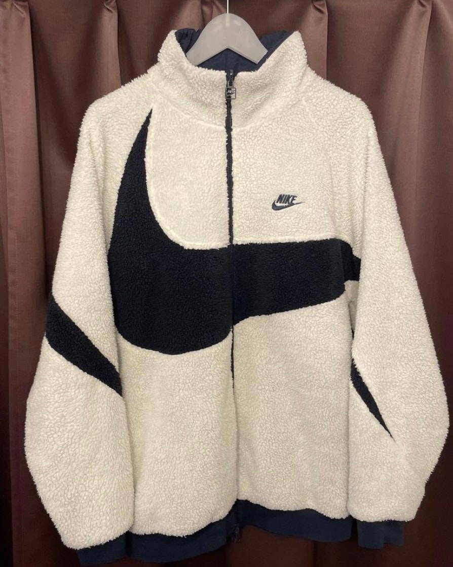 Nike Big Swoosh Reversible Boa Jacket "Sail/Dark Obsidian"