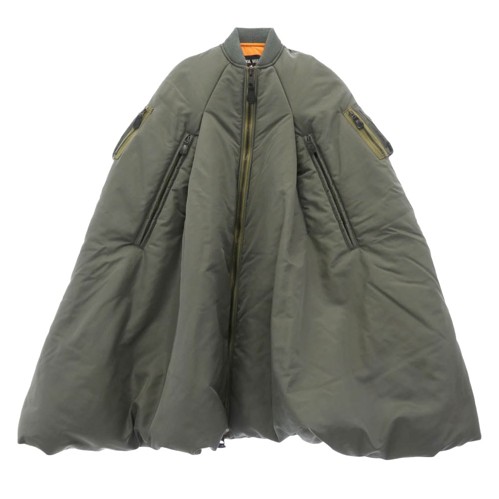 JUNYA WATANABE COMME des GARCONS ジュンヤワタナベコムデギャルソン ジャケット 25AW JP-C013 MA-1 中綿 ジップアップ ボンバー ケープ ジャケット ポンチョ ブルゾン カーキ系 XS【極上美品】【中古】