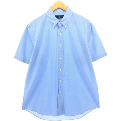 古着 ラルフローレン Ralph Lauren ギンガムチェック 半袖 ボタンダウン チェックシャツ メンズL相当/eaa542619