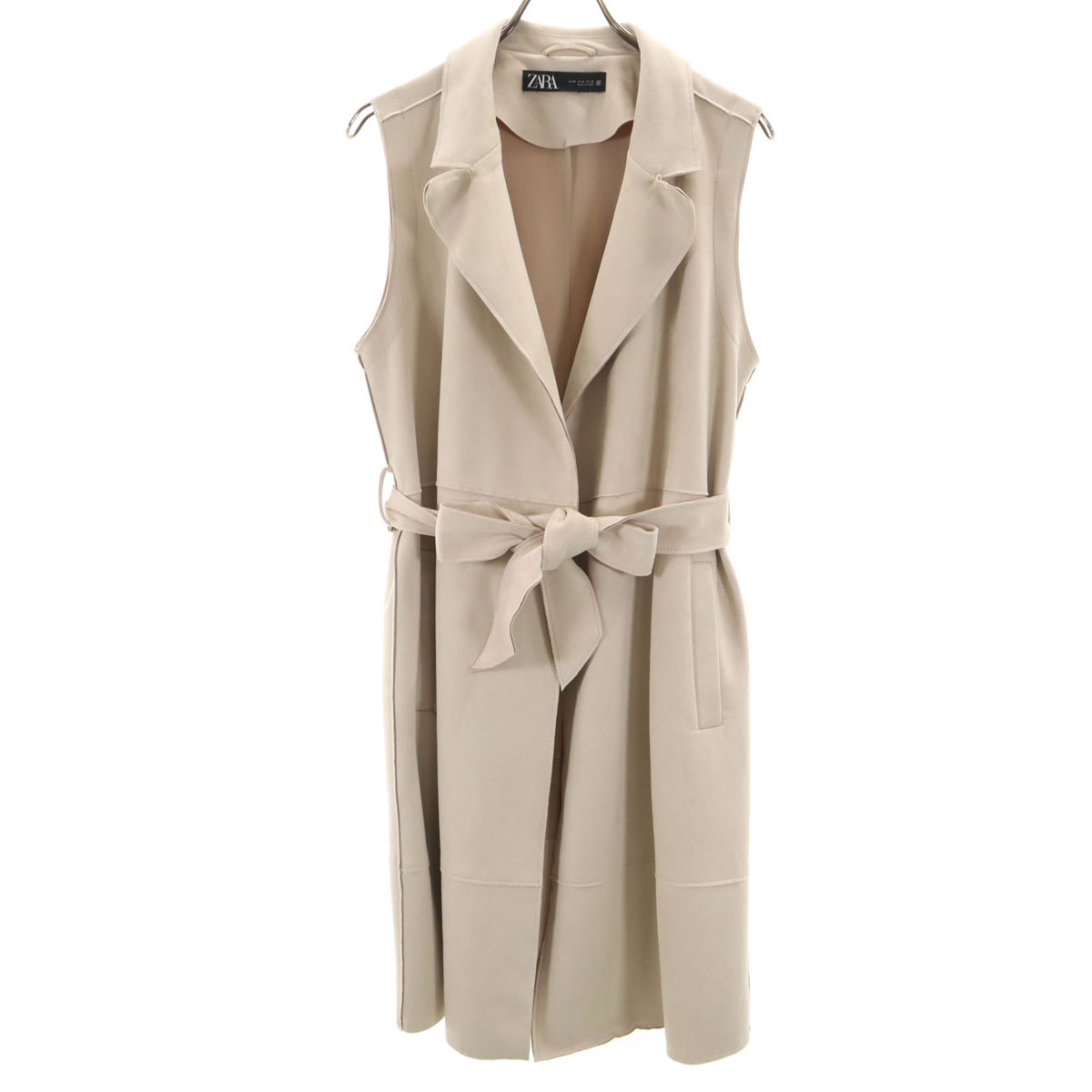 ZARA ザラ スエード ロング ジレベスト M ベージュ