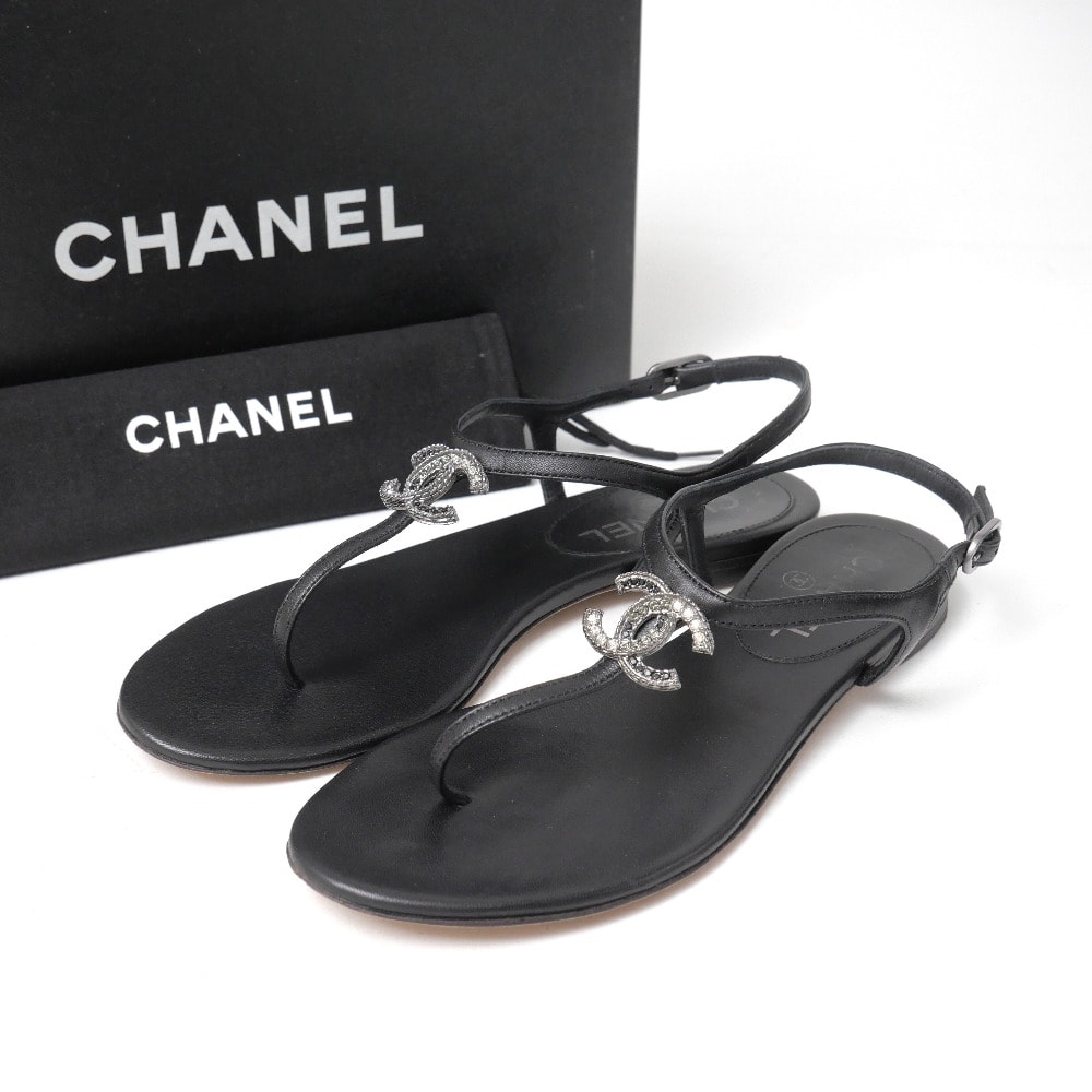 CHANEL シャネル サンダル サイズ36 12P ビジュー CC ココマーク トングサンダル ブランド古着【中古】20260618/RA9771