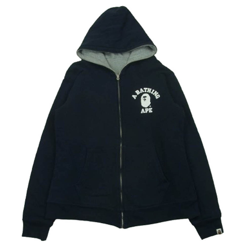 A BATHING APE アベイシングエイプ パーカー カレッジ ロゴ ジェネラル プリント リバーシブル フルジップ スウェット パーカー【中古】