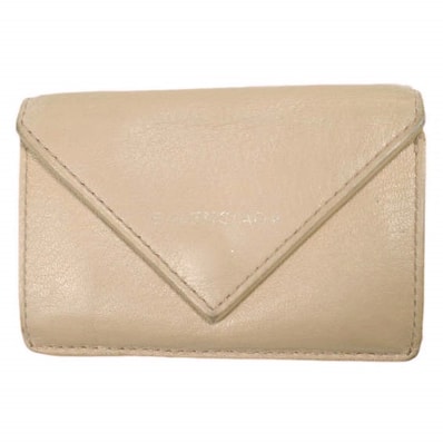 BALENCIAGA バレンシアガ PAPER TINY 三つ折り財布 391446 DLQ0N ベージュ レザー ミニウォレット g24149