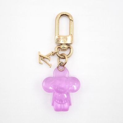 LOUIS VUITTON(ルイヴィトン)バッグチャーム ヴィヴィエンヌ ガミー ミニ キーホルダー キーリング ピンク クリア モノグラムフラワー ゴールド金具 レディース M03652【中古】