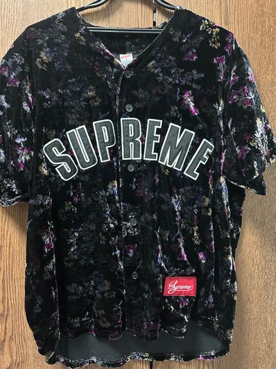 Supreme Floral Velour Baseball Jersey "Black"