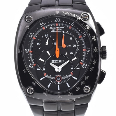 セイコー SEIKO 7L22-0AD0 スポーチュラ キネティック クロノグラフ ブラック オートクォーツ メンズ 良品 腕時計 C#147579
