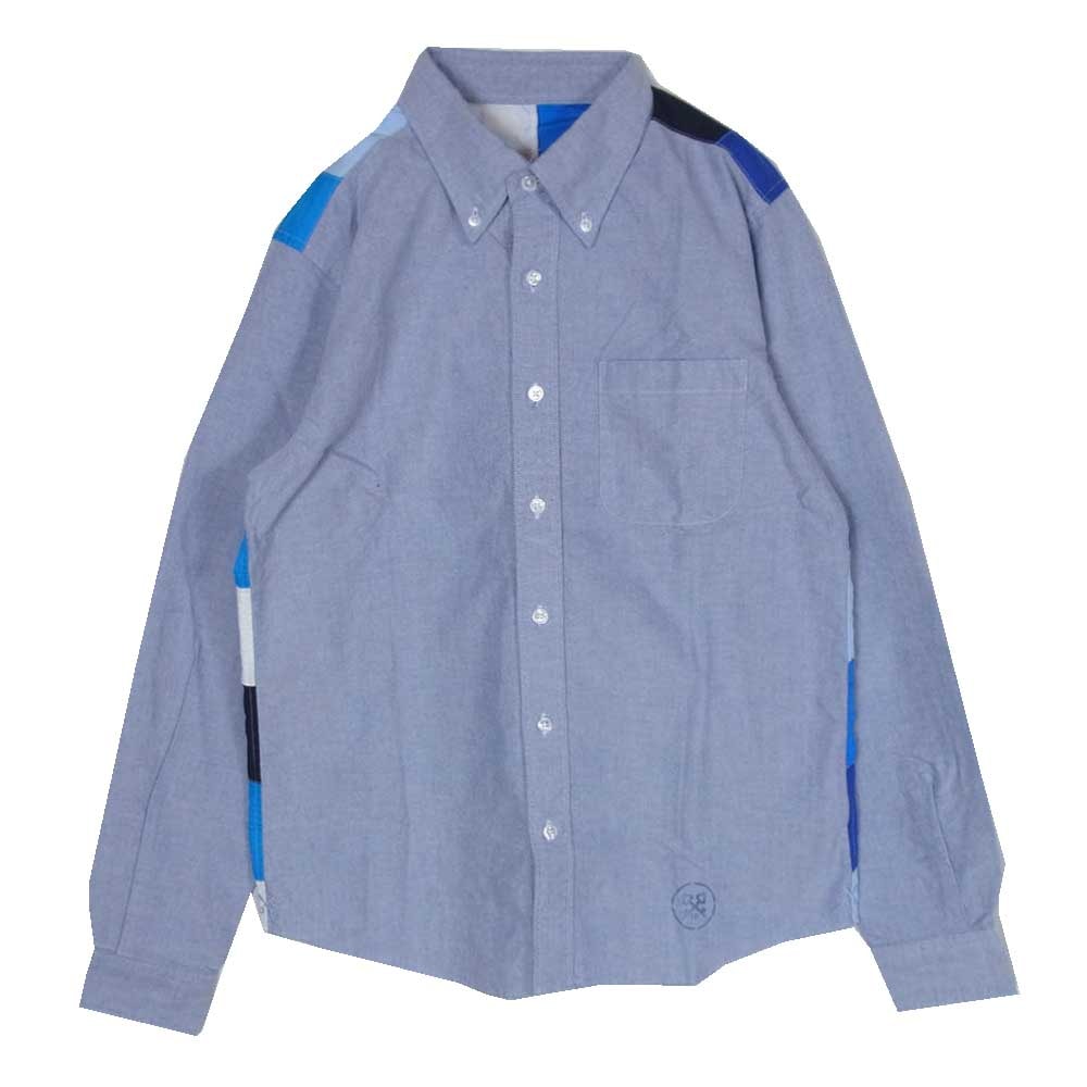 uniform experiment ユニフォームエクスペリメント 長袖シャツ 13AW UE-134070 BACK PANEL COLOR CHART B.D SHIRT バックパネル カラーチャート ボダンダウン 長袖 シャツ ブルー系 2【中古】