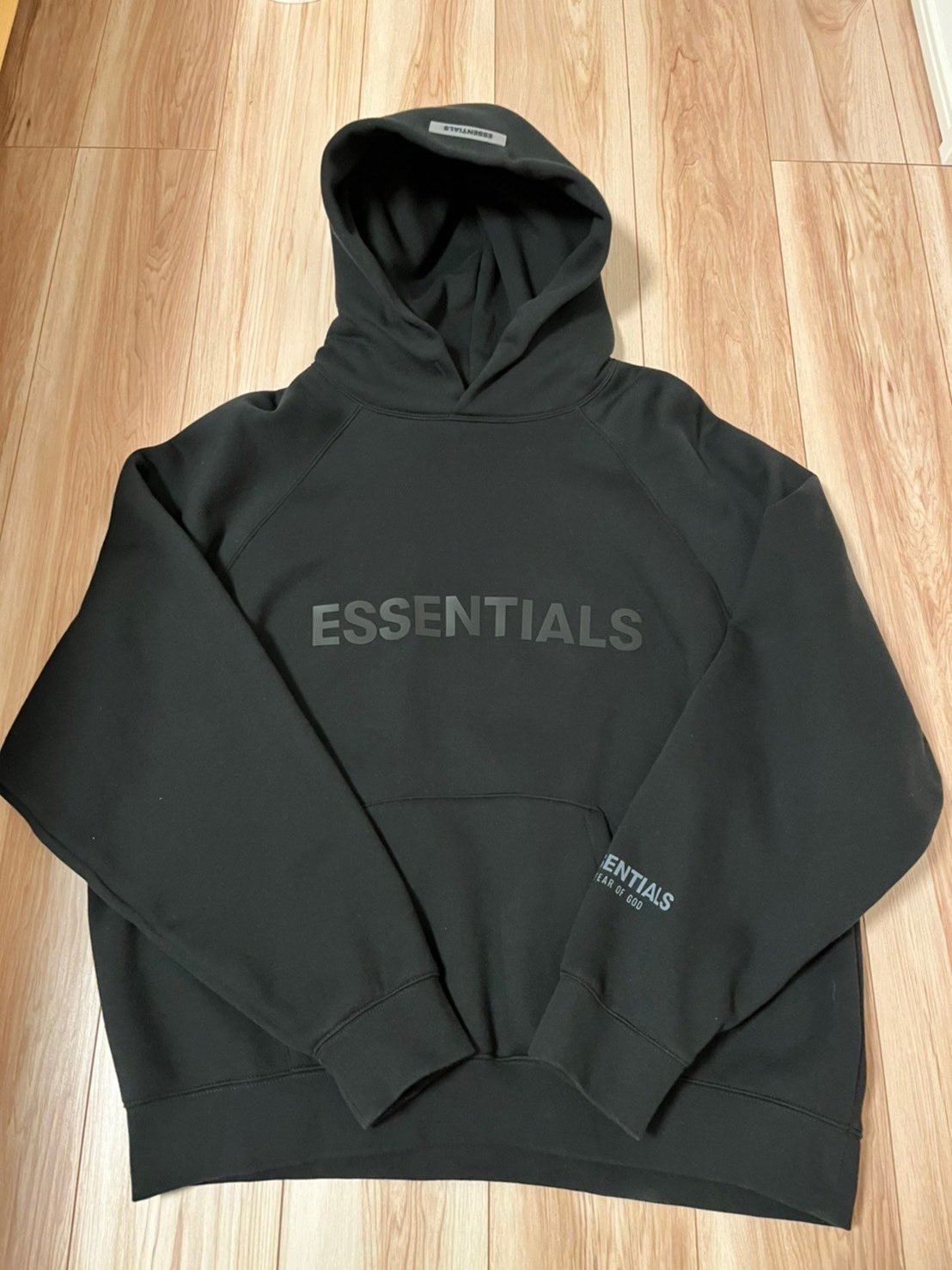 FEAR OF GOD ESSENTIALS 3D Silicon Applique Pullover Hoodie "Black"
