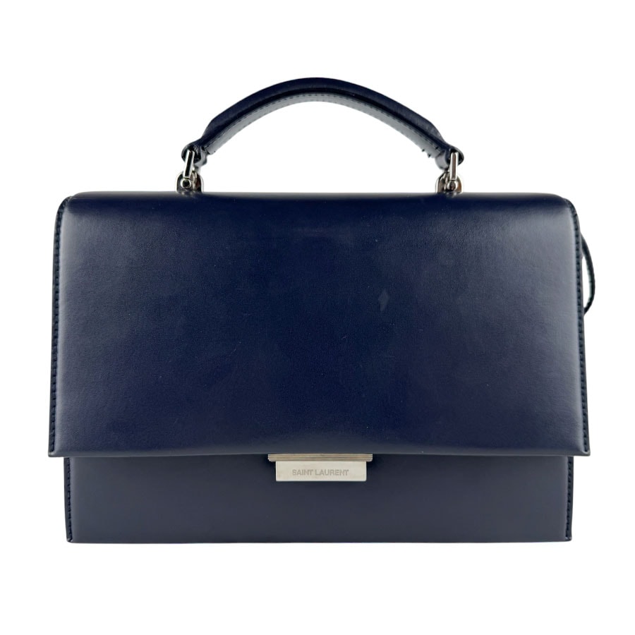 サンローラン SAINT LAURENT ショルダーバッグ レザー ネイビー レディース 495913【中古】 z9672