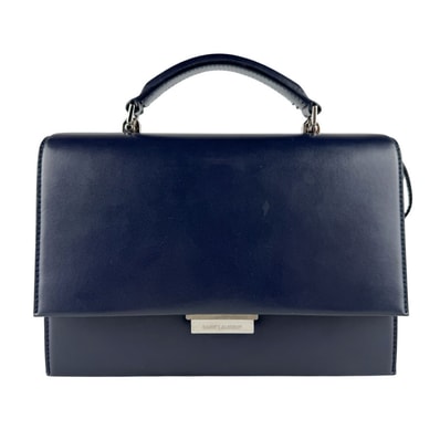 サンローラン SAINT LAURENT ショルダーバッグ レザー ネイビー レディース 495913【中古】 z9672
