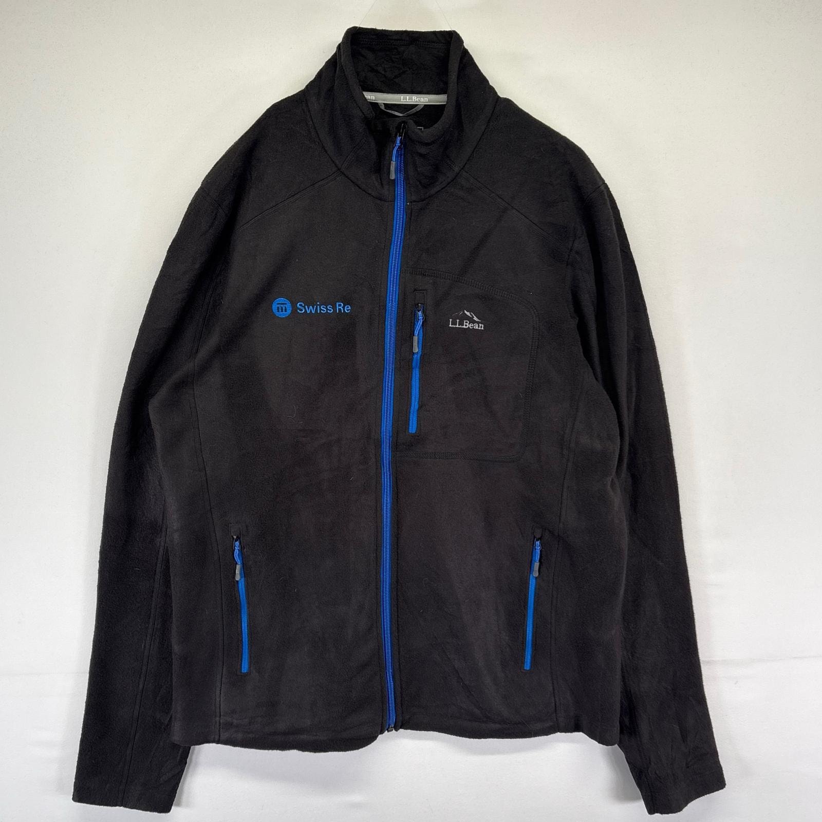 古着 エルエルビーン L.L.Bean フリース ジャケット フルジップ ワンポイントロゴ 胸ポケット M  ブラック系 メンズ