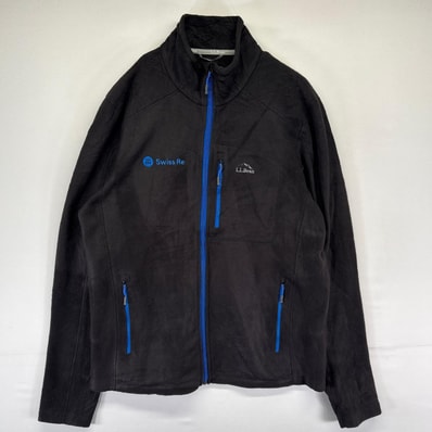 古着 エルエルビーン L.L.Bean フリース ジャケット フルジップ ワンポイントロゴ 胸ポケット M ブラック系 メンズ