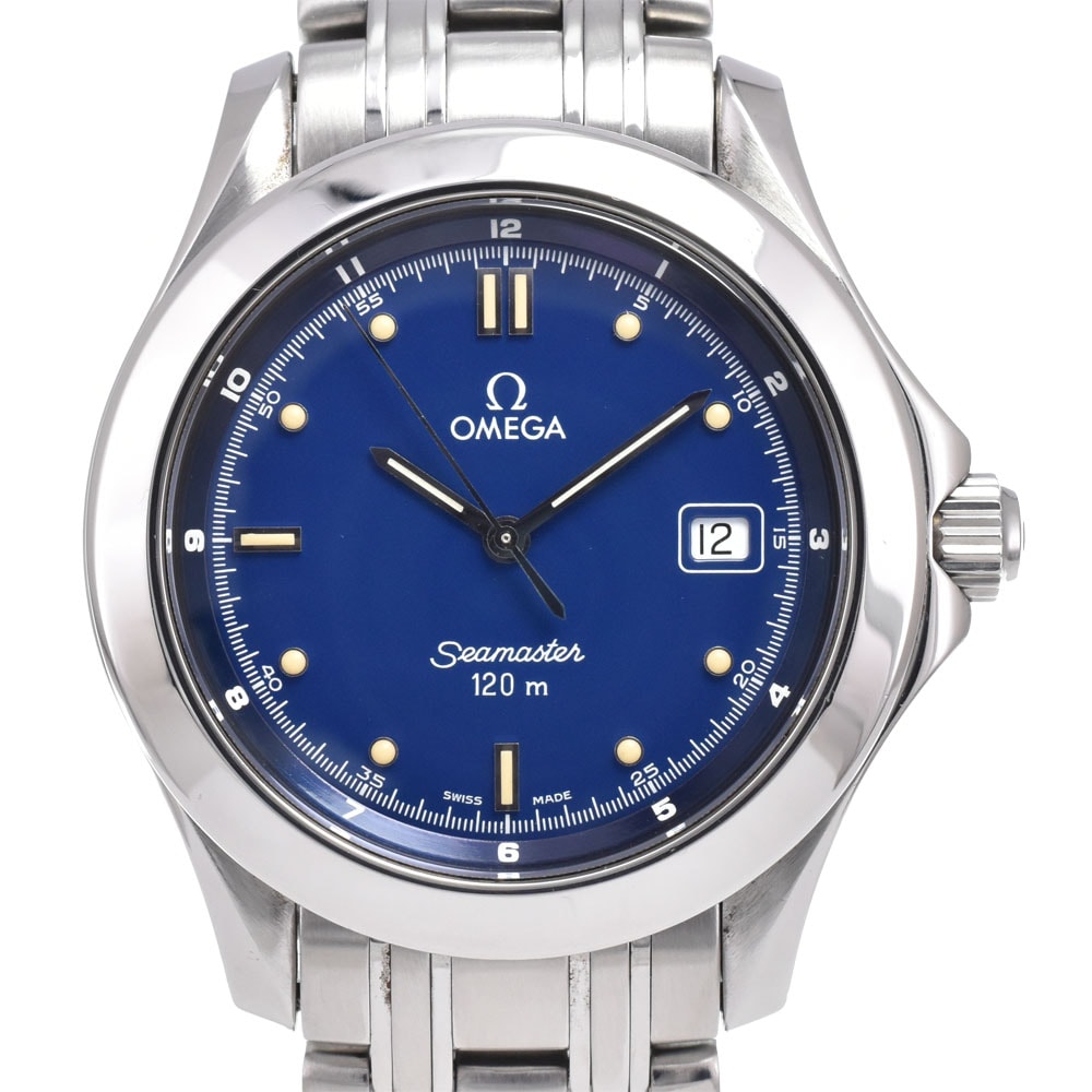 オメガ OMEGA 2511.80 シーマスター 120M デイト ブルー クォーツ メンズ 良品 腕時計 C#148888